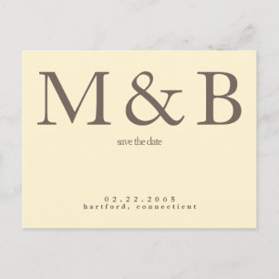 Modern Monogram Geel & Bruin Sla de Datum op Briefkaart