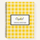 Modern monogram geel plaid notitieboek (Voorkant)