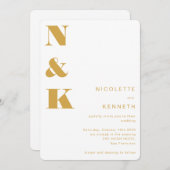 Modern Monogram Geel Wit Bold Elegant Wedding Kaart (Voorkant / Achterkant)