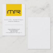 Modern Monogram Geel Witte Visitekaartje (Voorkant / Achterkant)