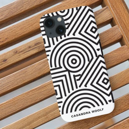 Modern Monogram Geometrisch grijs & wit patroon Case-Mate iPhone Case