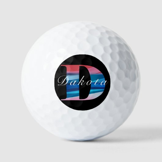 Modern monogram geometrisch initiaal D koraalblauw Golfballen (Voorkant)