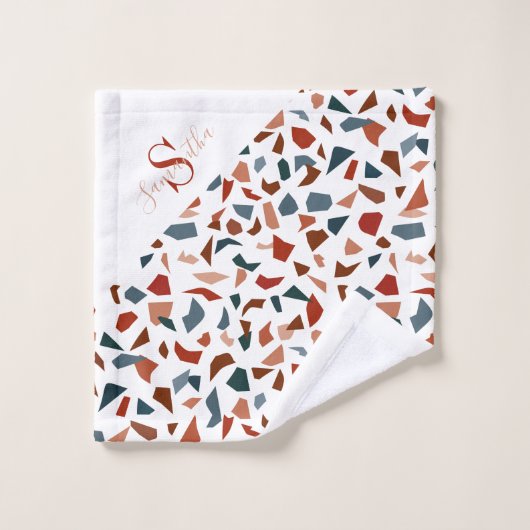 Modern monogram geometrisch patroon bad handdoek (Wasdoekje)