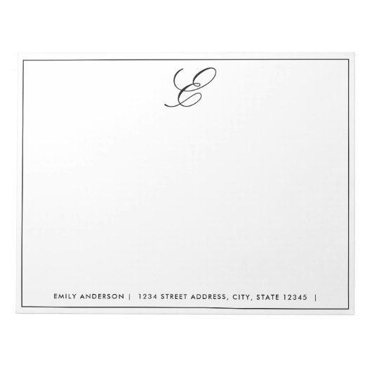 Modern monogram, gepersonaliseerd Notitieblok (Voorkant)