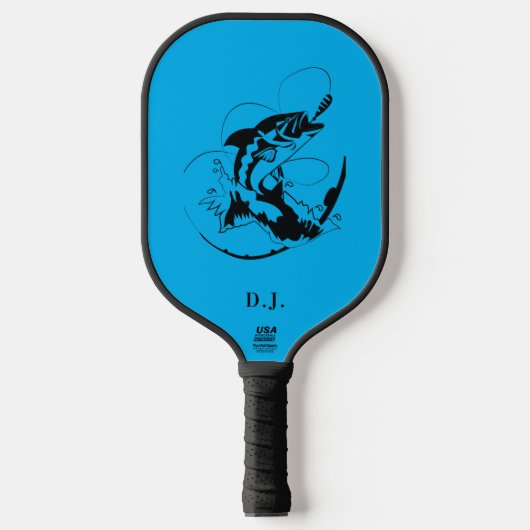 Modern Monogram Gepersonaliseerde Gevist Vis Pickleball Paddle (Voorkant)