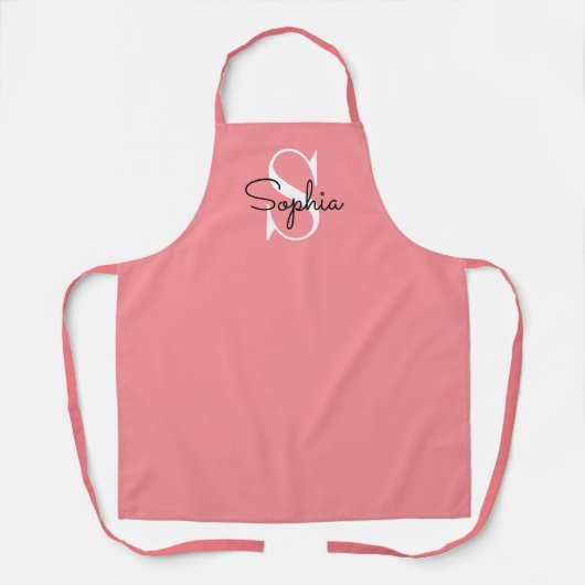 Modern Monogram, gepersonaliseerde naam Apron Schort (Voorkant)