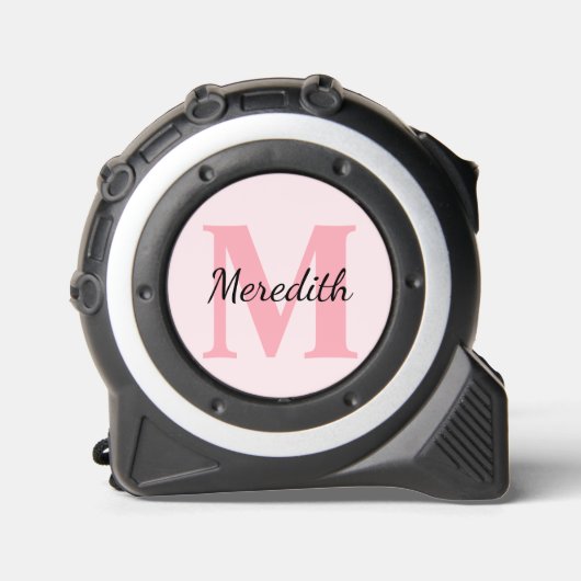 Modern Monogram Gepersonaliseerde Naam Roze Rolmaat (Voorkant)