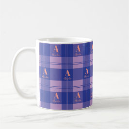 Modern Monogram geruite patroon Paarse Koffiemok