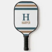 Modern monogram gestreept pickleball paddle (Voorkant)