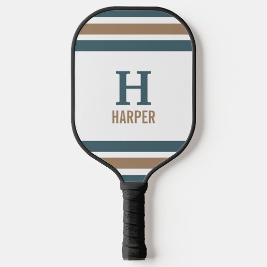 Modern monogram gestreept pickleball paddle (Voorkant)