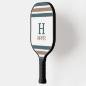 Modern monogram gestreept pickleball paddle (Links)