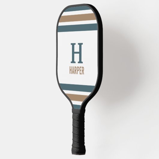 Modern monogram gestreept pickleball paddle (Links)