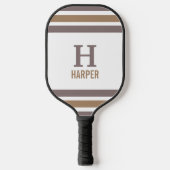 Modern monogram gestreept pickleball paddle (Voorkant)