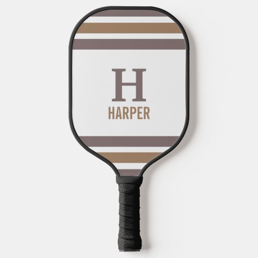 Modern monogram gestreept pickleball paddle (Voorkant)
