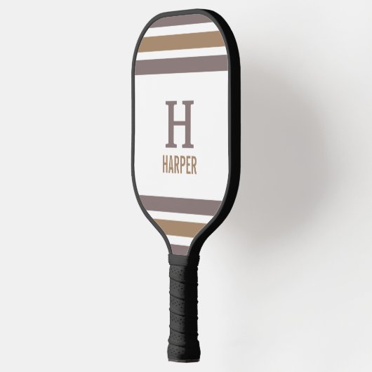 Modern monogram gestreept pickleball paddle (Links)