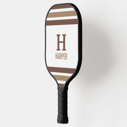 Modern monogram gestreept pickleball paddle (Links)