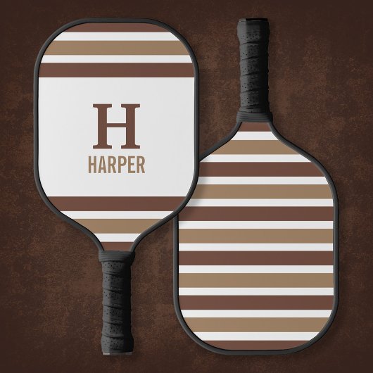 Modern monogram gestreept pickleball paddle