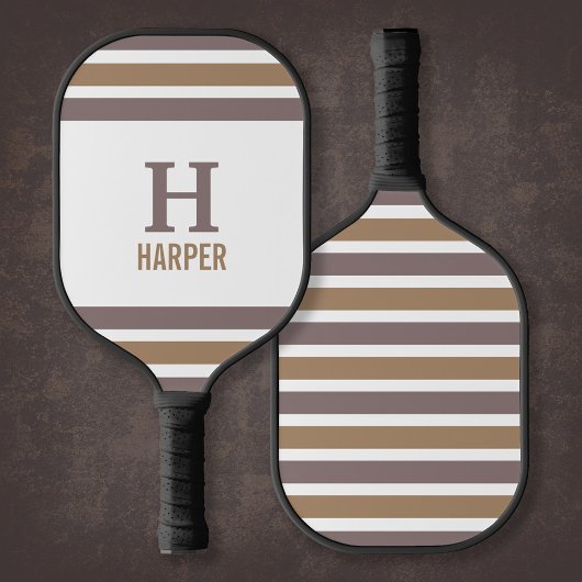Modern monogram gestreept pickleball paddle