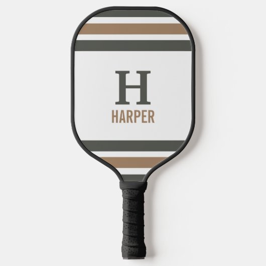 Modern monogram gestreept pickleball paddle (Voorkant)
