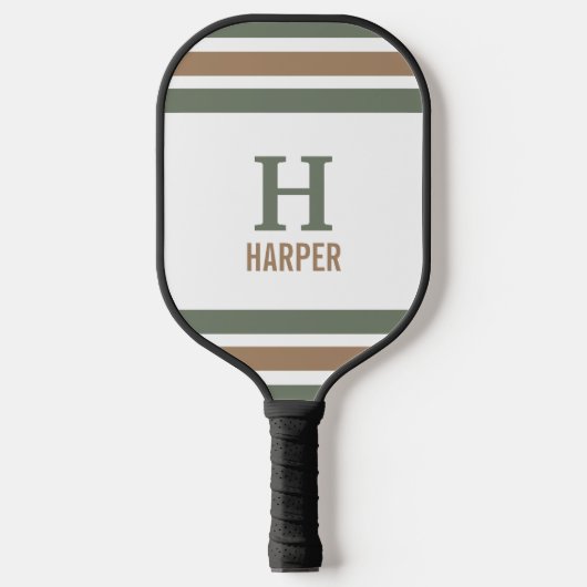 Modern monogram gestreept pickleball paddle (Voorkant)