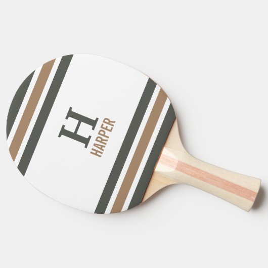 Modern monogram gestreept tafeltennisbatje (Zijkant)