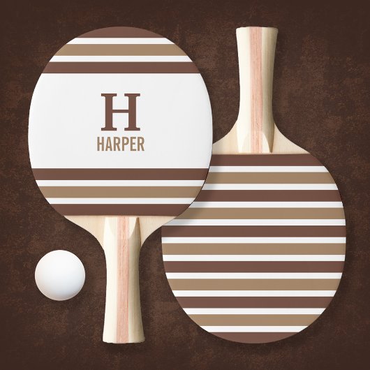 Modern monogram gestreept tafeltennisbatje