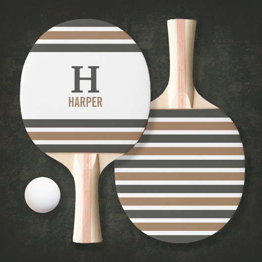 Modern monogram gestreept tafeltennisbatje
