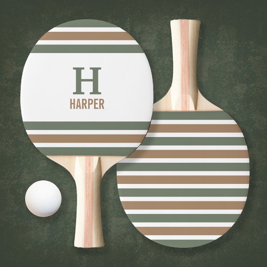 Modern monogram gestreept tafeltennisbatje
