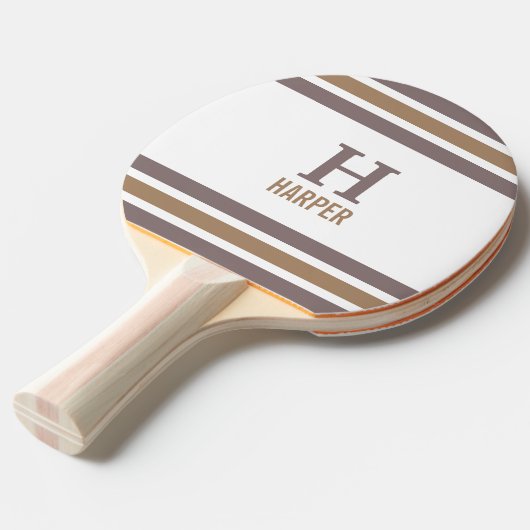 Modern monogram gestreept tafeltennisbatje (Voorkant Gekanteld)