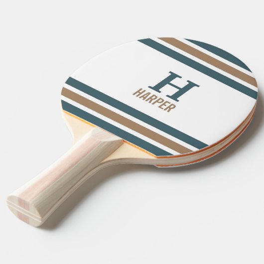 Modern monogram gestreept tafeltennisbatje (Voorkant Gekanteld)