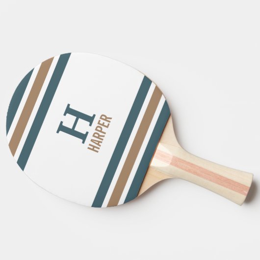 Modern monogram gestreept tafeltennisbatje (Zijkant)