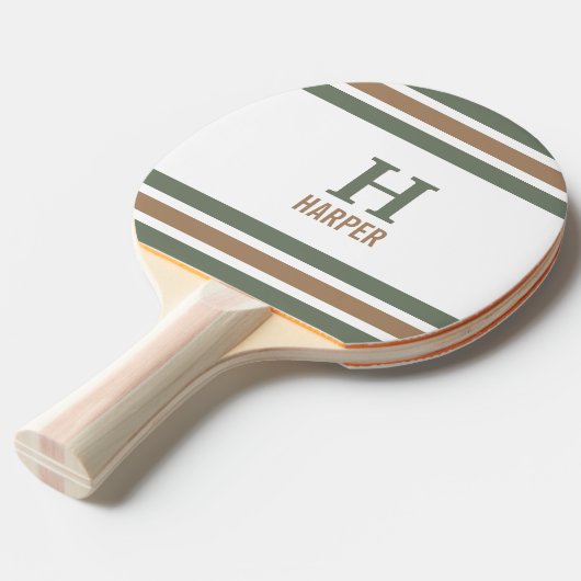 Modern monogram gestreept tafeltennisbatje (Voorkant Gekanteld)