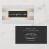 Modern Monogram Gestreepte Goudfolie (afbeelding)  Visitekaartje (Voorkant / Achterkant)