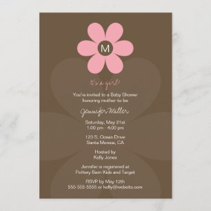 Modern Monogram Girl Baby shower Invitation Kaart
