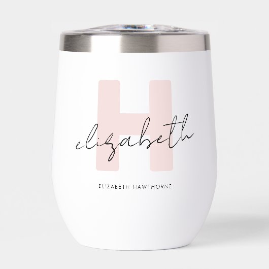 Modern Monogram Girly Script Blush Pink Bridesmaid (Voorkant)