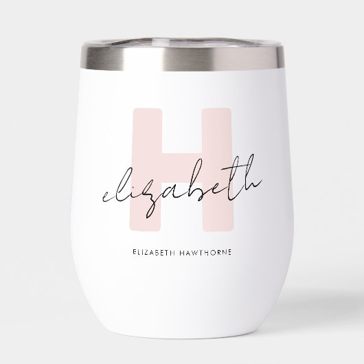 Modern Monogram Girly Script Blush Pink Bridesmaid (Achterkant)