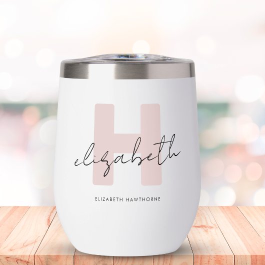 Modern Monogram Girly Script Blush Pink Bridesmaid