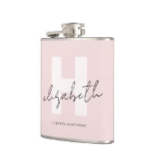 Modern Monogram Girly Script Blush Pink Initiaal Heupfles (Links)