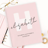 Modern Monogram Girly Script Blush Pink Initiaal Notitieboek