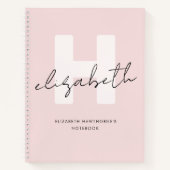 Modern Monogram Girly Script Blush Pink Initiaal Notitieboek (Voorkant)