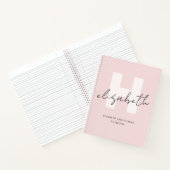 Modern Monogram Girly Script Blush Pink Initiaal Notitieboek (Binnen)