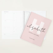 Modern Monogram Girly Script Blush Pink Initiaal Planner (Display)
