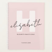 Modern Monogram Girly Script Blush Pink Initiaal Planner (Voorkant)