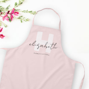 Modern Monogram Girly Script Blush Pink Initiaal Schort