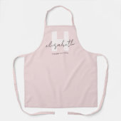 Modern Monogram Girly Script Blush Pink Initiaal Schort (Voorkant)