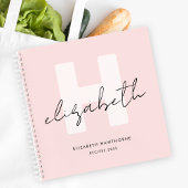 Modern Monogram Girly Script Blush Pink Recept Notitieboek