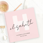 Modern Monogram Girly Script Blush Pink Recept Notitieboek