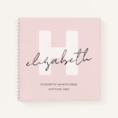 Modern Monogram Girly Script Blush Pink Sketchbook Notitieboek (Voorkant)