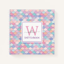 Modern Monogram Glam Mermaid Sketchbook