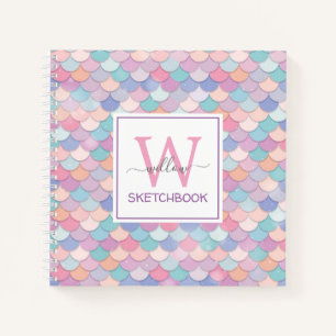 Modern Monogram  Glam Mermaid Sketchbook Notitieboek